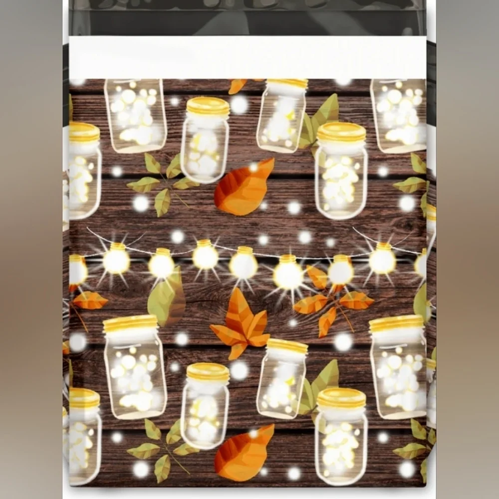 30-10 of each Holiday Poly Mailers: Fall & Christmas Mason Jars and Frosty